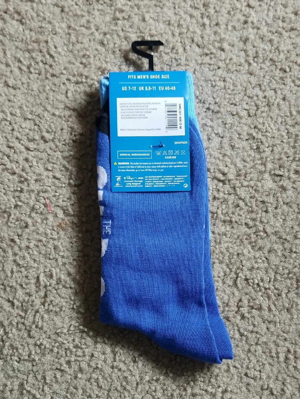 The Smurfs Men's Blue Striped Casual Socks